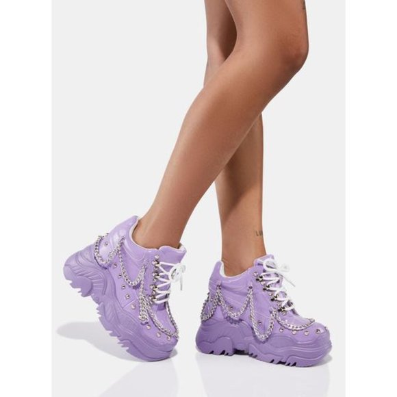 Anthony Wang Shoes - Space Candy Platform Lilac Purple Hidden Wedge Sneaker RESTOCKED